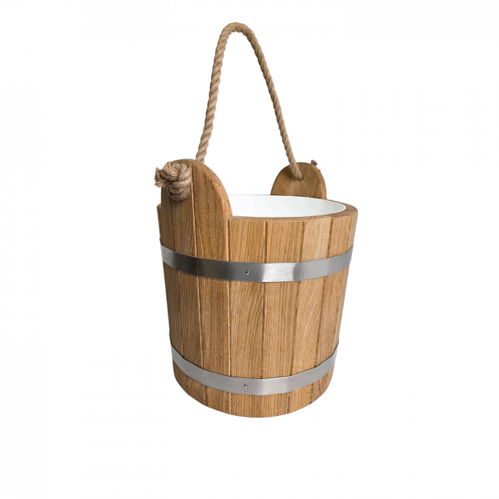 Seau de sauna en chêne avec poignée en corde, 12 l