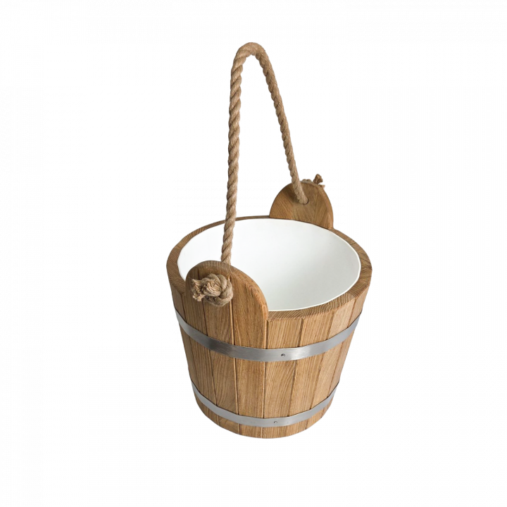 Seau de sauna en chêne avec poignée en corde, 12 l