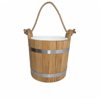 Seau de sauna en chêne avec poignée en corde, 12 l