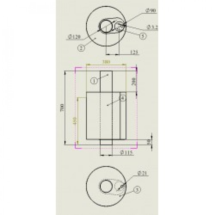 RÉSERVOIR POUR SAUNA 45 L 0,8 mm, 115/D115
