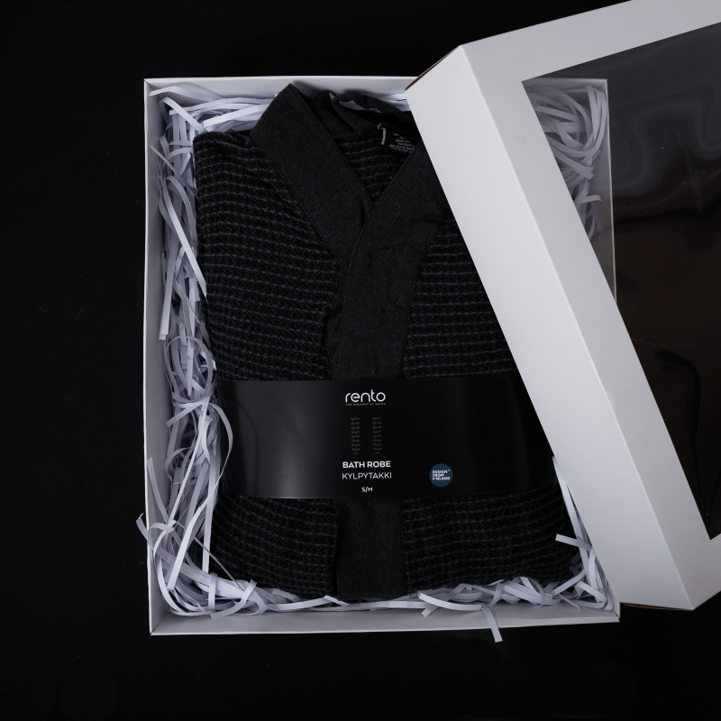 Peignoir dans une boîte cadeau, RENTO KENNO, S/M, gris