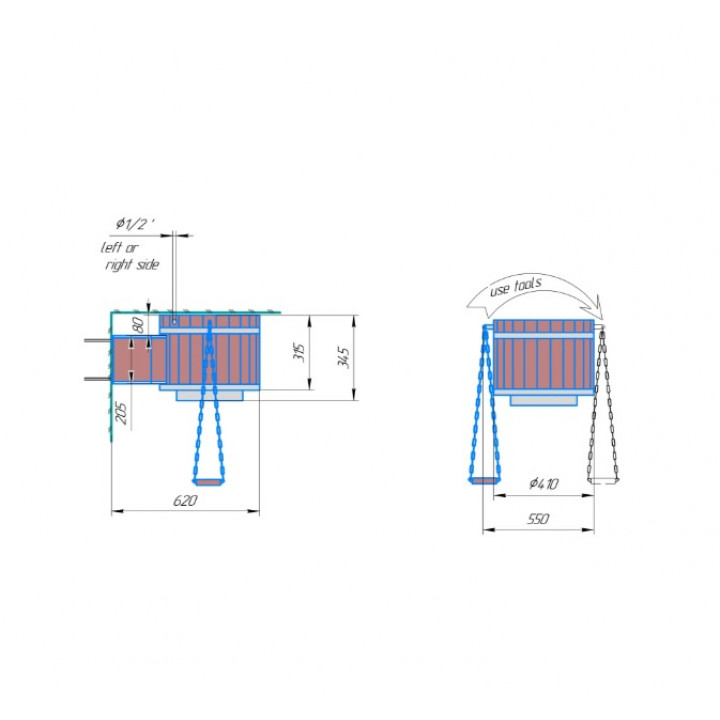Dispositif verseur COOLER en bois thermique 35 l