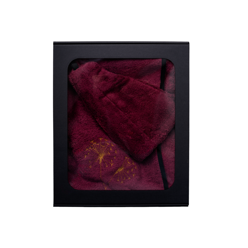 Coffret cadeau pour ELLE. Bonnet et tablier de sauna femme - BORDEAUX