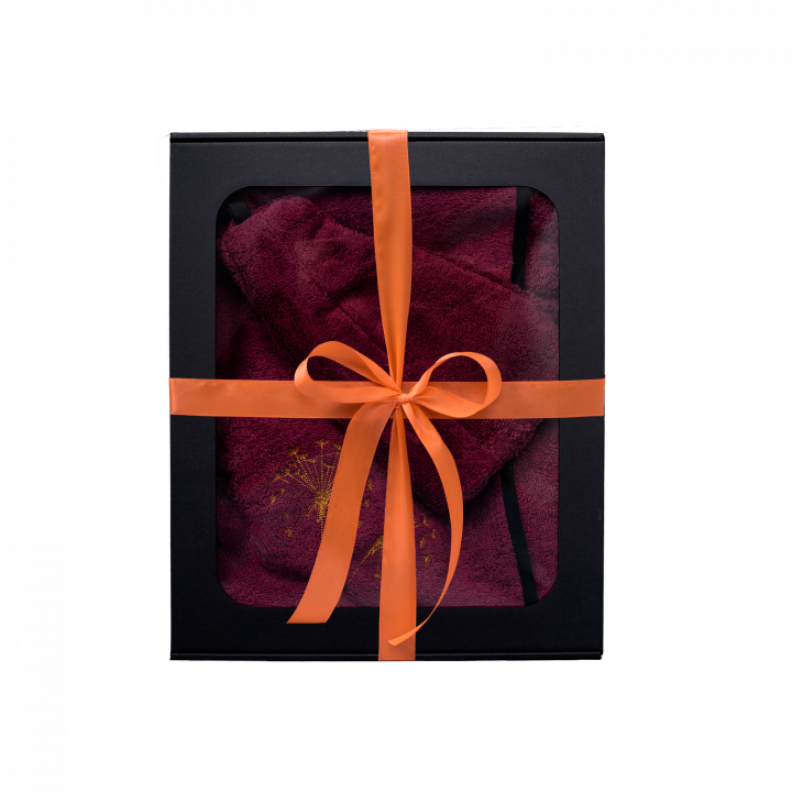 Coffret cadeau pour ELLE. Bonnet et tablier de sauna femme - BORDEAUX