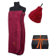 Coffret cadeau pour ELLE. Bonnet et tablier de sauna femme - BORDEAUX
