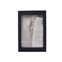 Coffret cadeau pour ELLE. Bonnet et tablier de sauna femme - LIN, brodé