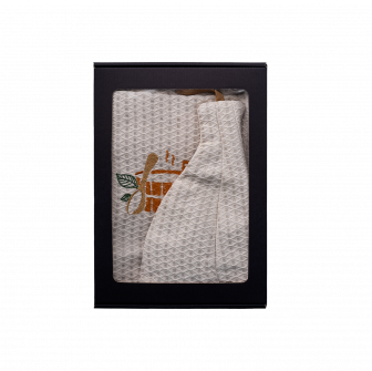 Coffret cadeau pour lui. Bonnet et tablier de sauna pour homme - LIN, brodé