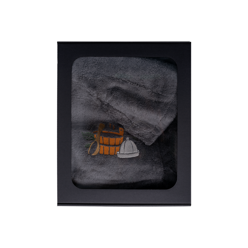 Coffret cadeau pour LUI. Chapeau et tablier de sauna pour homme - GRIS