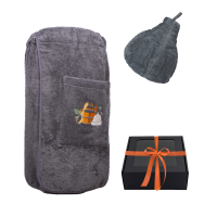 Coffret cadeau pour LUI. Chapeau et tablier de sauna pour homme - GRIS