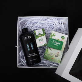Coffret cadeau Parfums de sauna. Thé, huile essentielle et essence de parfum.  Coffret cadeau Parfums de sauna. Thé, huile essentielle et essence de parfum.