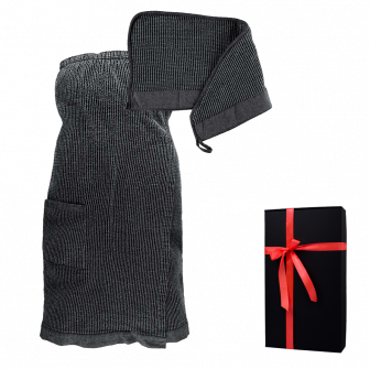 Coffret cadeau RENTO KENNO POUR ELLE. Serviette pour les cheveux et tablier, gris.