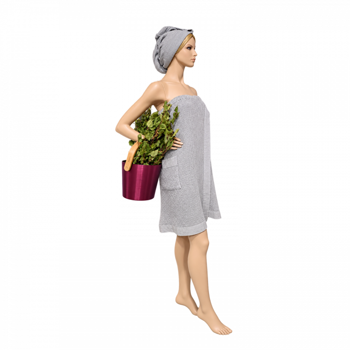 Coffret cadeau RENTO KENNO POUR ELLE. Serviette pour les cheveux et tablier, gris clair.