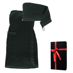 Coffret cadeau RENTO KENNO POUR ELLE. Serviette pour les cheveux et tablier, vert foncé. 
