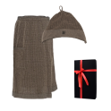 Coffret cadeau RENTO KENNO POUR LUI. Chapeau et tablier en coton marron. - 0