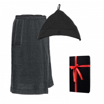 Coffret cadeau RENTO KENNO POUR LUI. Chapeau et tablier en coton gris foncé.