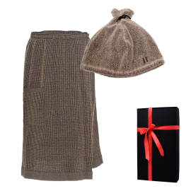 Coffret cadeau RENTO KENNO POUR LUI. Chapeau et tablier de sauna, marron. 