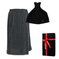 Coffret cadeau RENTO KENNO POUR LUI. Bonnet et tablier de sauna, gris foncé/noir.