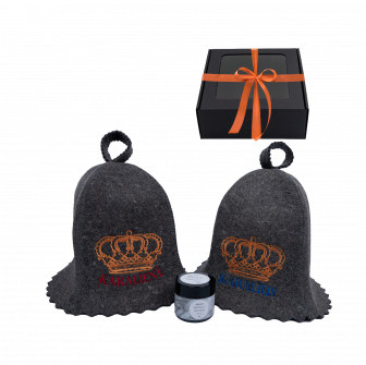 Coffret cadeau dans un coffret cadeau DARK KINGS. Bonnets de sauna et cristaux de menthol