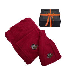 Coffret cadeau. Tablier et bonnet pour le sauna. ROUGE 