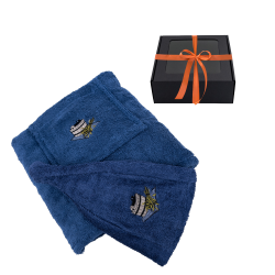 Coffret cadeau pour lui - BLEU, 55x150 cm, dans un coffret cadeau. Tablier et chapeau pour sauna 