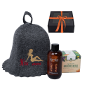 Coffret cadeau MISS SAUNA dans un coffret cadeau. Chapeau de sauna, huile de massage et miel - 0