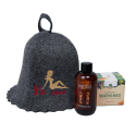 Coffret cadeau MISS SAUNA dans un coffret cadeau. Chapeau de sauna, huile de massage et miel - 2