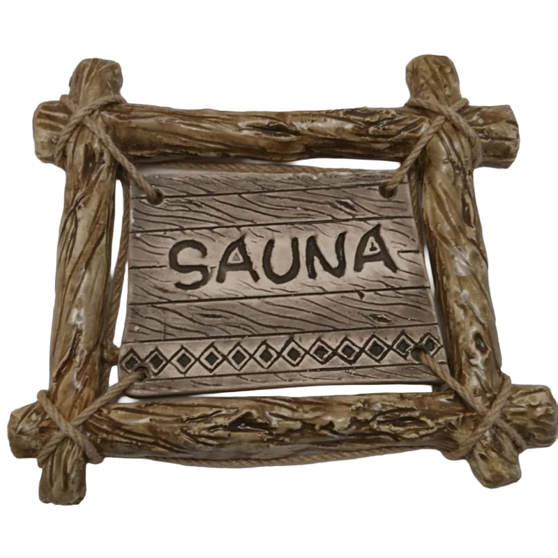 Plaque de porte SAUNA avec cadre à branches
