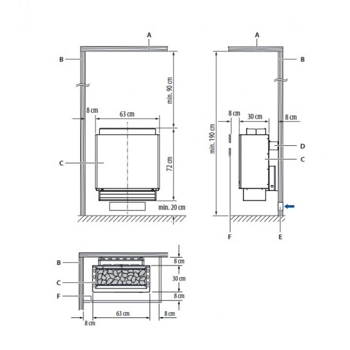Poêle de sauna électrique - EOS P1 W, finition inox