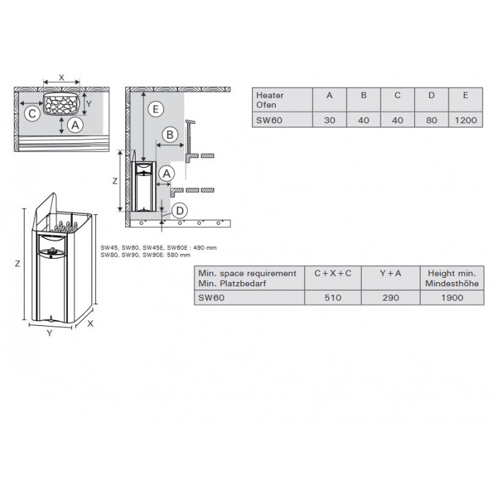 Poêle électrique pour sauna - HARVIA The Wall Black Steel SW60 6 kW