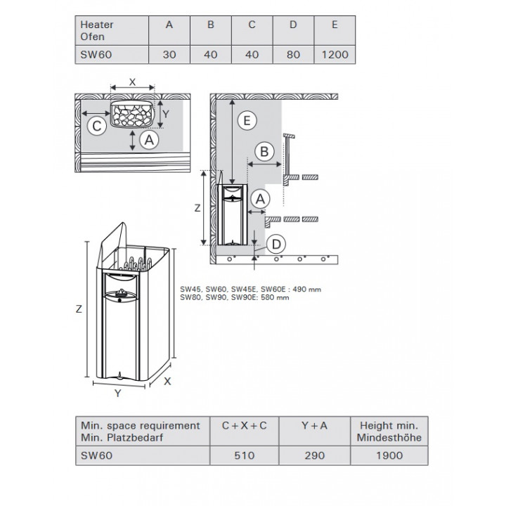 Poêle électrique pour sauna - HARVIA The Wall SW60E, 6 kW
