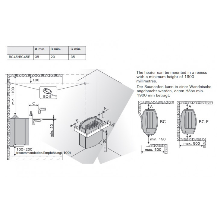 Poêle de sauna électrique - HARVIA Vega BC45 avec interrupteurs manuels