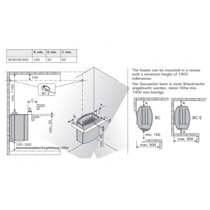Poêle de sauna électrique HARVIA Vega BC80E sans panneau de commande