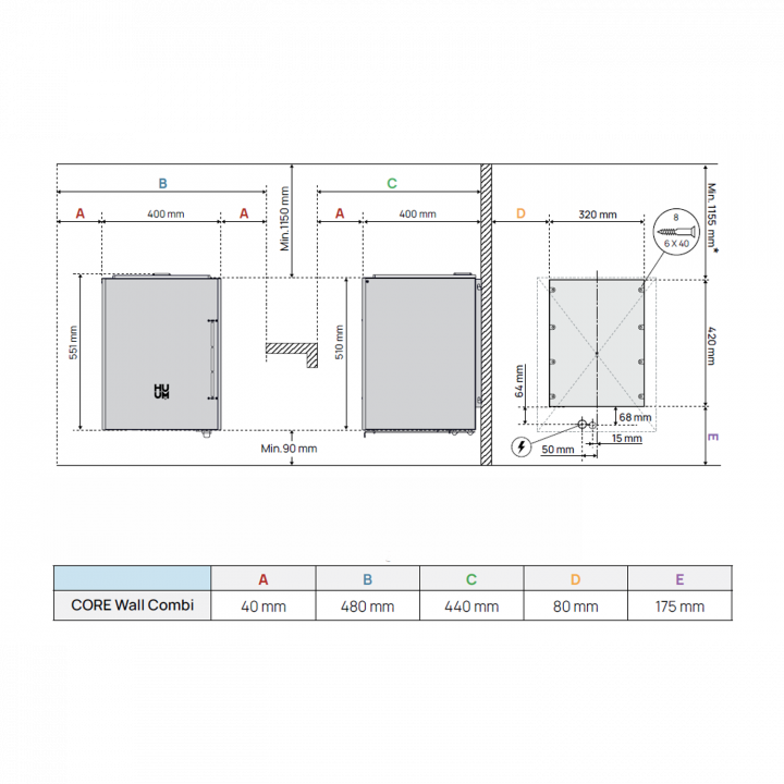 Poêle de sauna électrique - HUUM Core Wall Combi 9, noir