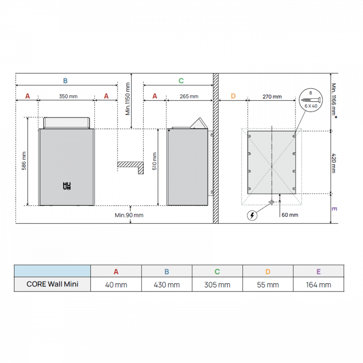 Poêle de sauna électrique - HUUM Core Wall Mini Combi 4