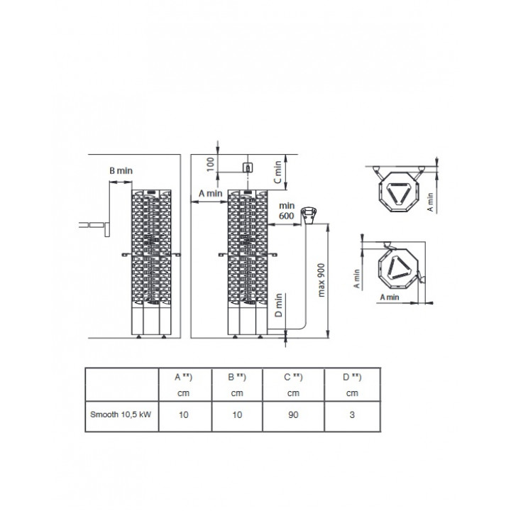 Poêle de sauna électrique - NARVI SMOOTH 10,5 kW, noir