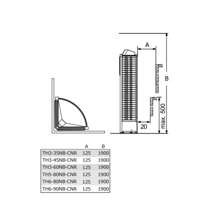 Poêle de sauna électrique – SAWOTEC Tower Corner, avec unité de commande, TH3-60NB-CNR