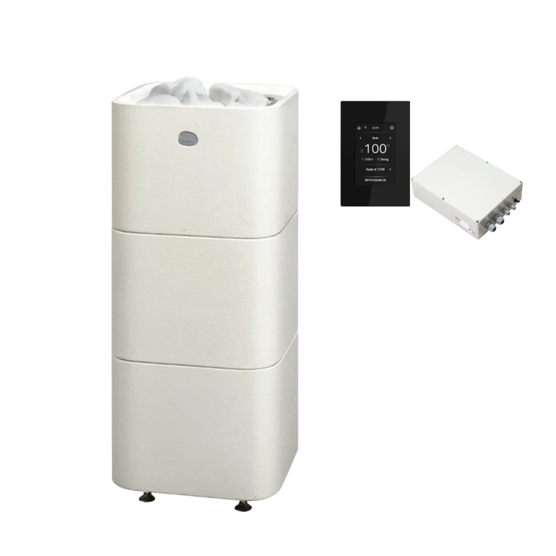 Poêle de sauna électrique TULIKIVI KUURA 2, blanc, avec panneau de commande