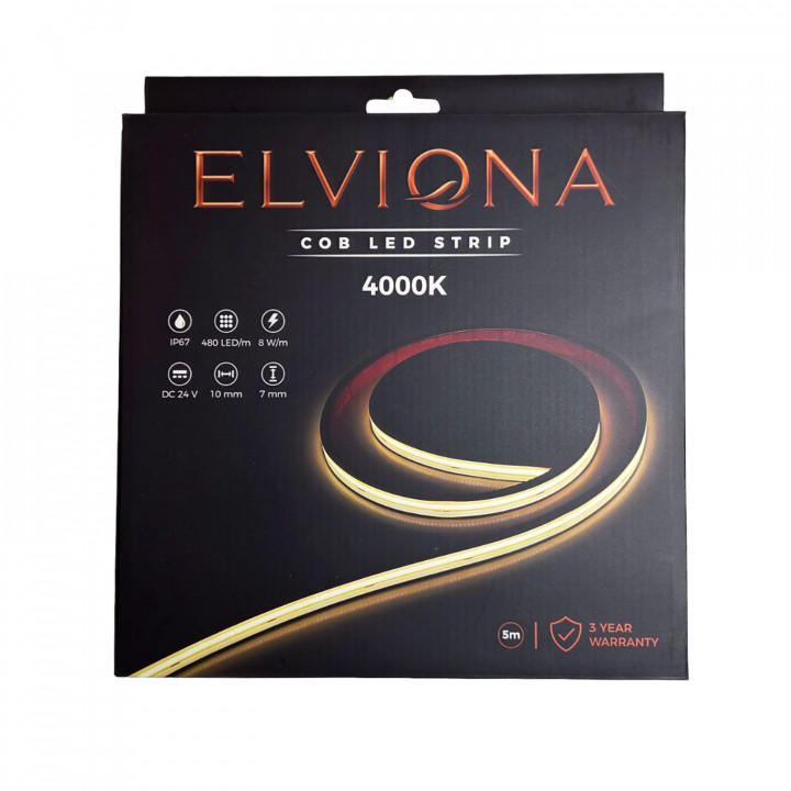 Bandeau LED COB Elviona pour sauna, 4000 K, 5 m