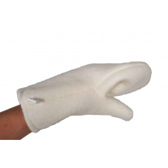Gant blanc en laine pour sauna