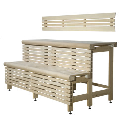 Complexe de bancs de sauna standard, bois de tilleul, longueur 2037 mm  Complexe de bancs de sauna standard, bois de tilleul, longueur 2037 mm