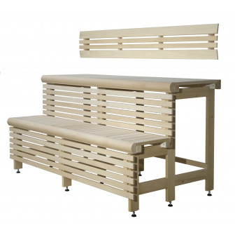 Complexe de bancs de sauna standard, bois de tilleul, longueur 2328 mm