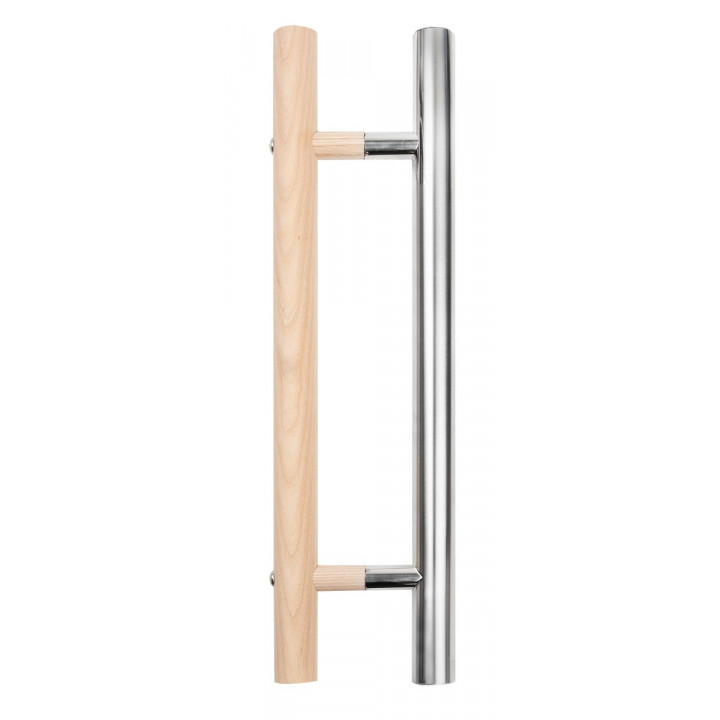 Poignée de porte de sauna Harvia, bois et acier inoxydable, 600 mm