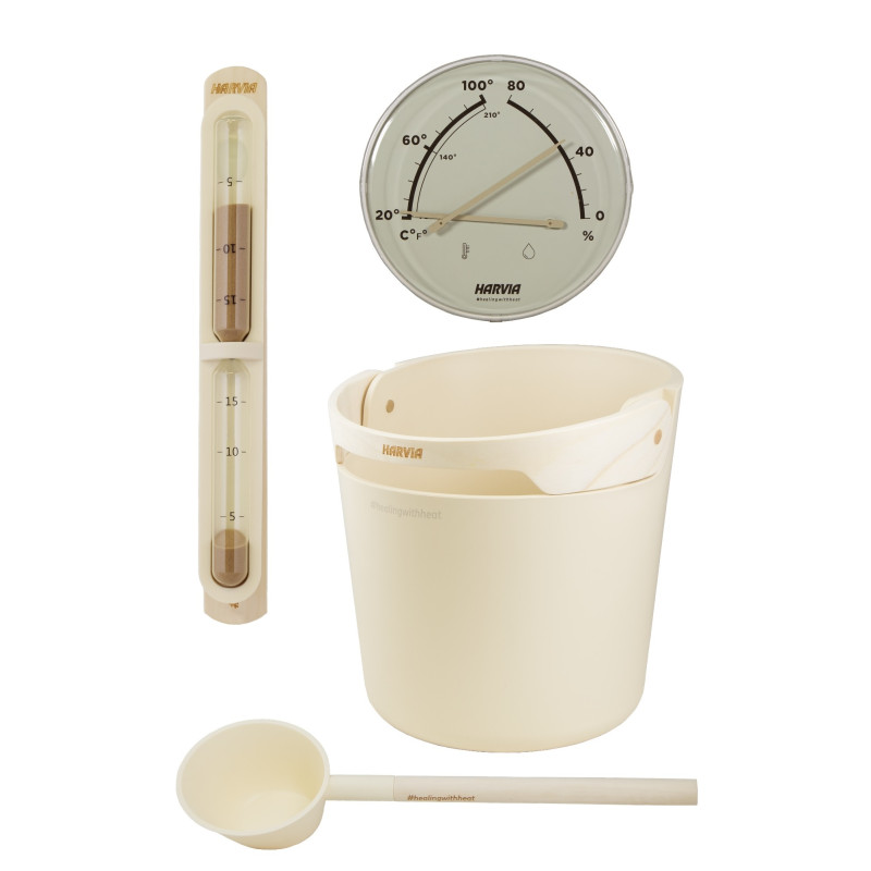 HARVIA Helmi ensemble d'accessoires de sauna, Ivory