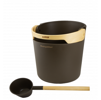 Ensemble seau et louche pour sauna HARVIA Helmi, marron foncé