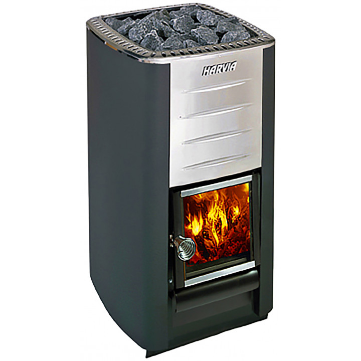 Ensemble poêle à bois pour sauna HARVIA M3, pierres, cheminée