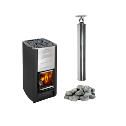Ensemble poêle à bois pour sauna HARVIA M3, pierres, cheminée 
