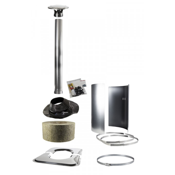 Kit d'accessoires de cheminée en acier Harvia WHP-ASSYMM pour toit plat, noir