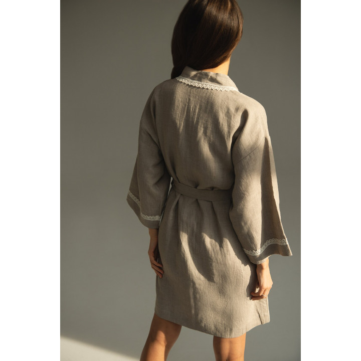 Robe de chambre en lin faite main, courte ML