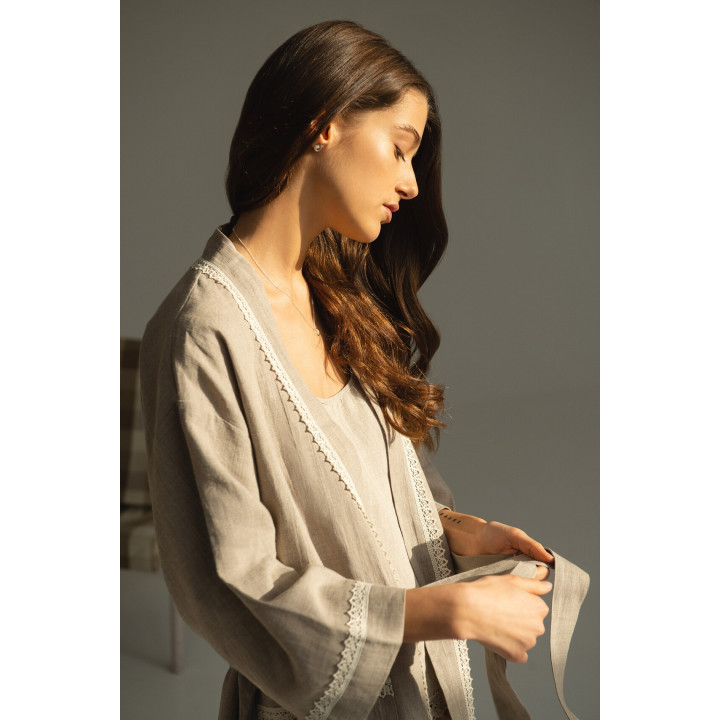Robe de chambre en lin faite main, courte ML