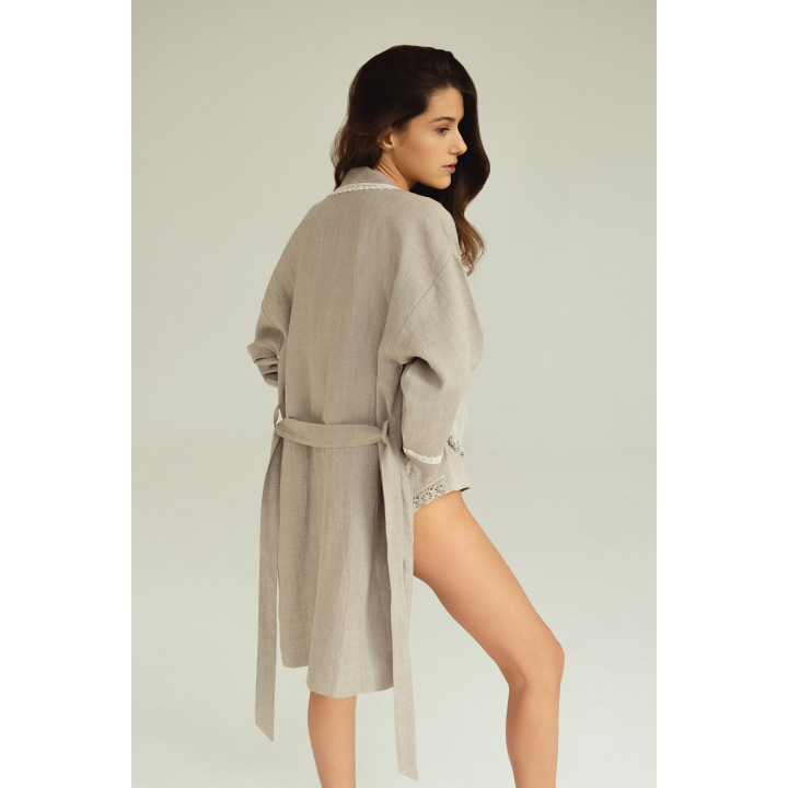 Robe de chambre en lin faite main, courte ML